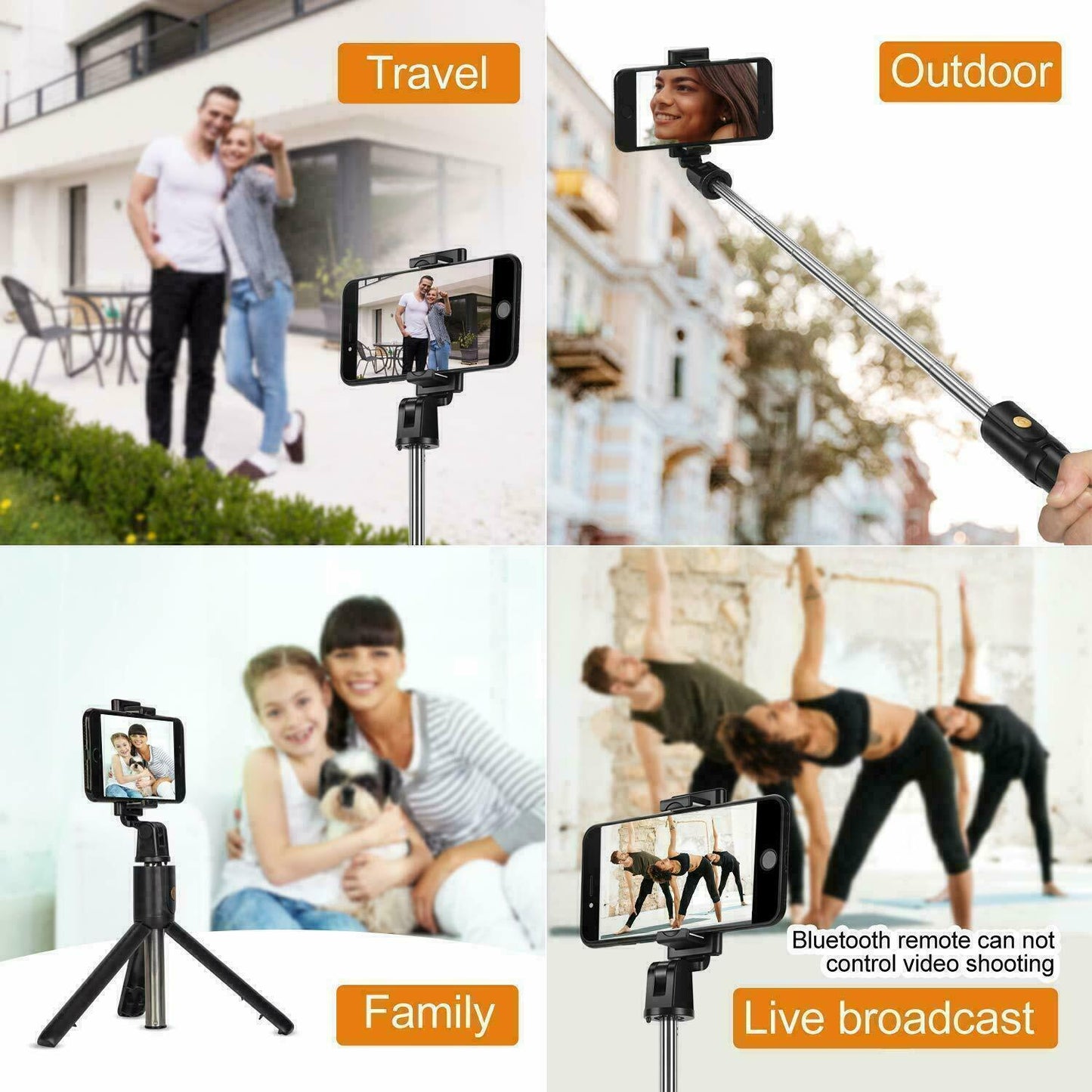 Bluetooth Selfie Tripod Telescopic Stick Remote