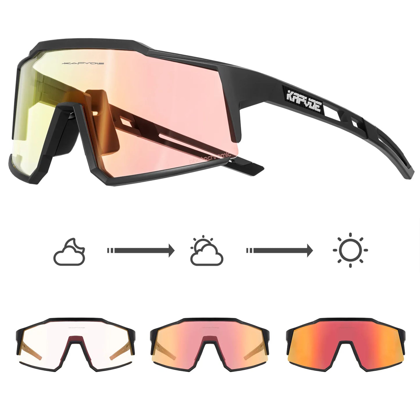 KAPVOE Red Photochromic Glasses UV400 Outdoor