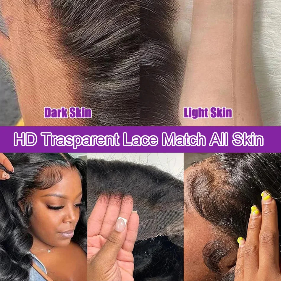 250 Density 13x6 HD Transparent Body Wave Lace Frontal Human