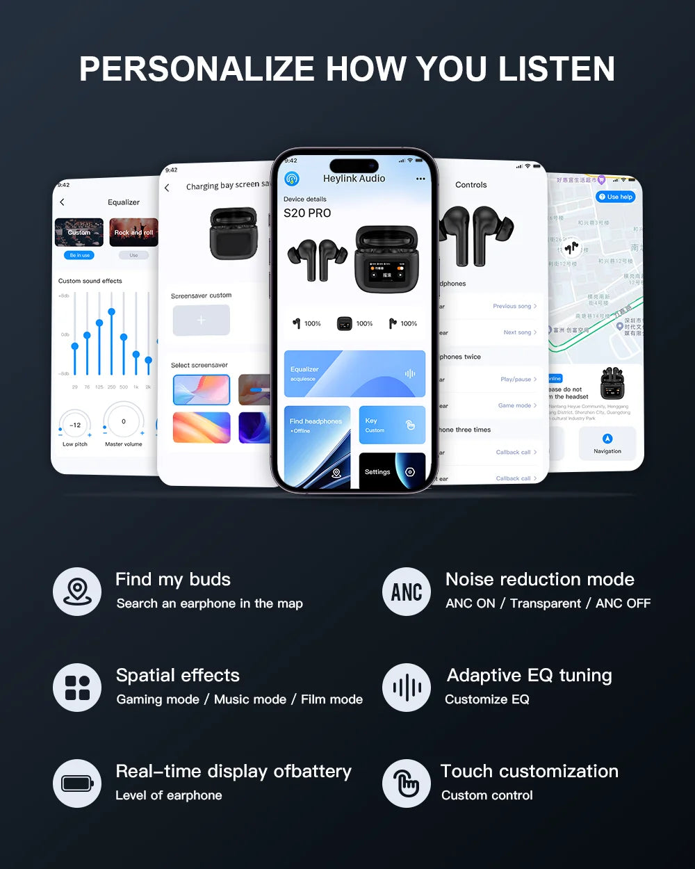 Beatfade S20 Pro Touch Screen ANC Wireless