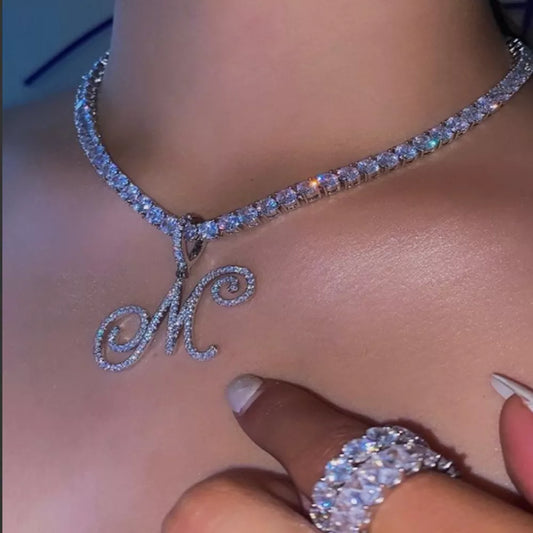 New Cursive Letters Cubic Zirconia Chain