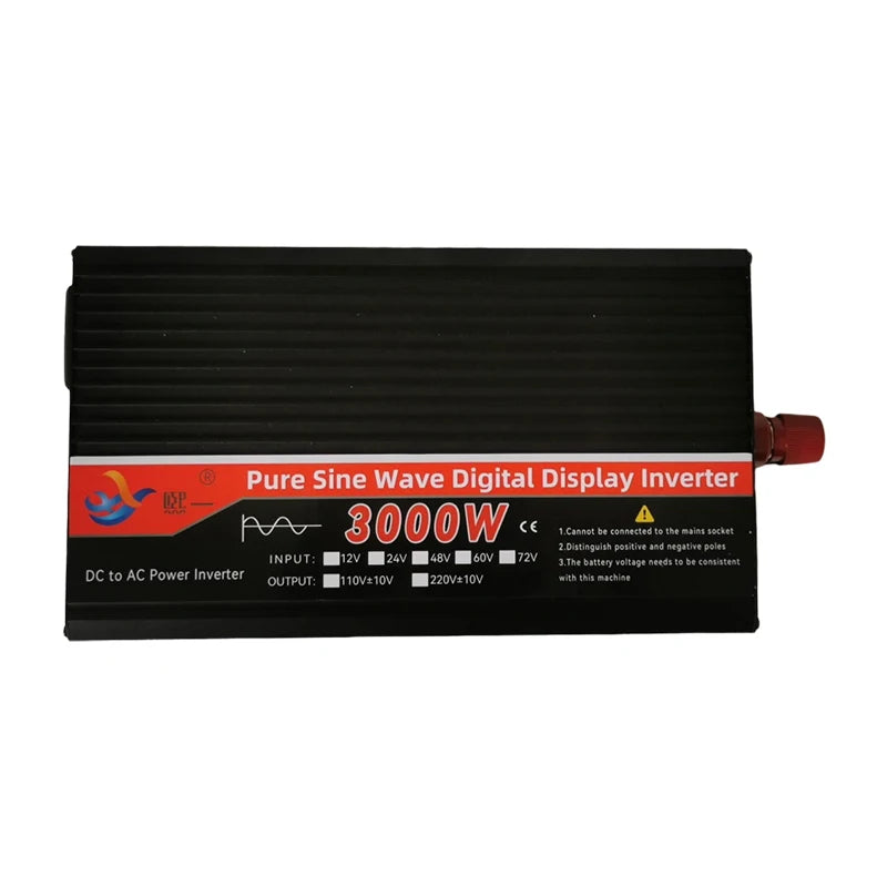 Pure Sine Wave Power Inverter DC 12V 24V 48V 60V 72V To AC 110V 220V Voltage 50Hz 60Hz 3000W Connector Car Inverter
