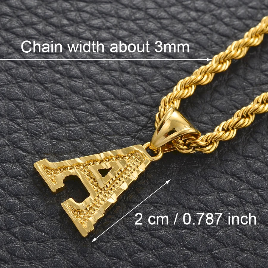 Anniyo A-Z Letters Necklaces Women Men Gold