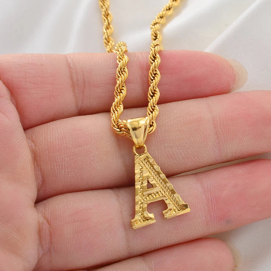 Anniyo A-Z Letters Necklaces Women Men Gold