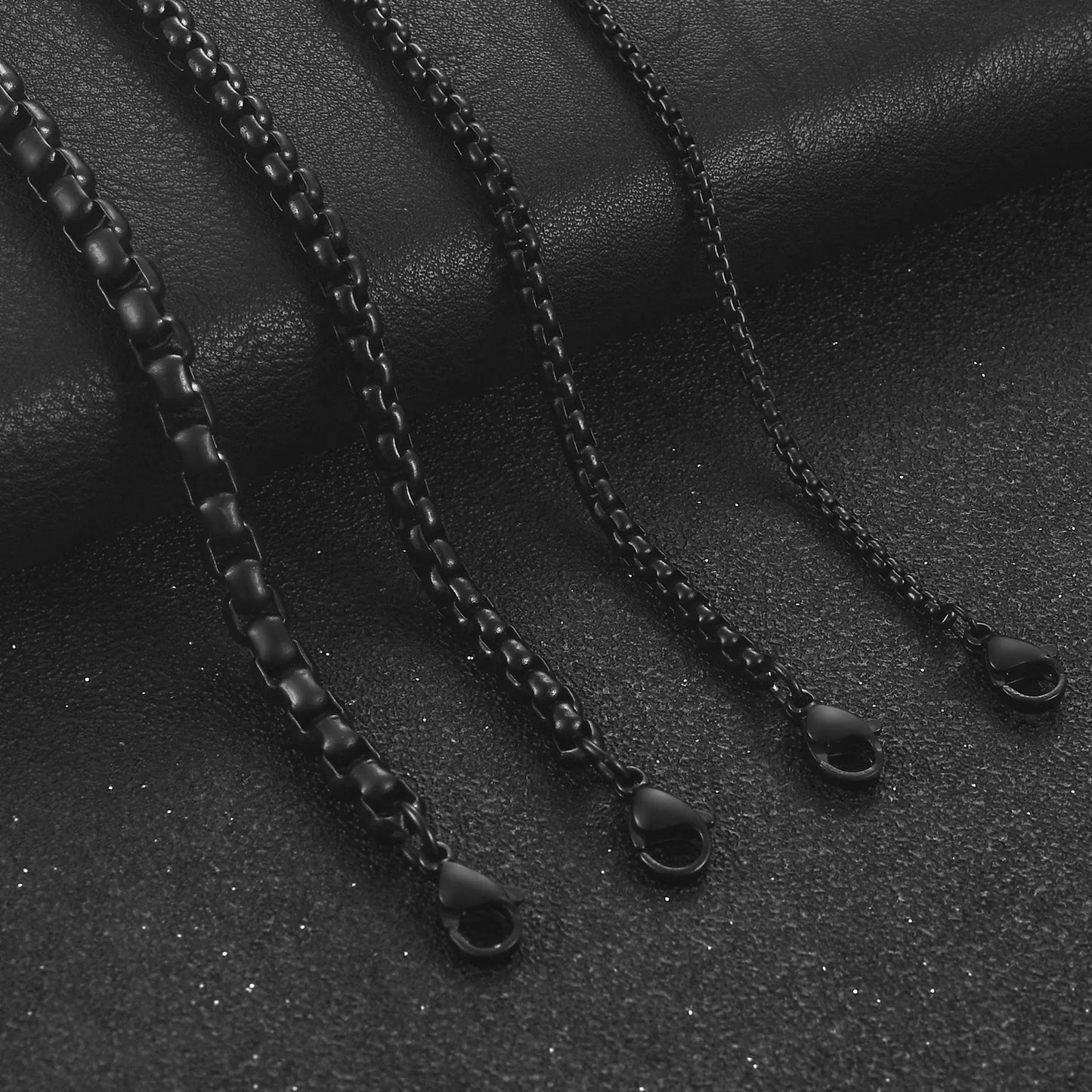 2/3/4/5mm Men's Black Color Plated Stainless Steel