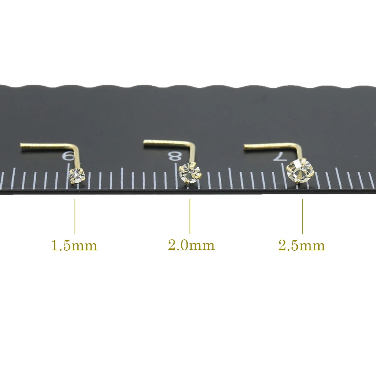 925 Sterling Silver Nose Stud 1.5mm 2.0mm 2.5mm Gemstone