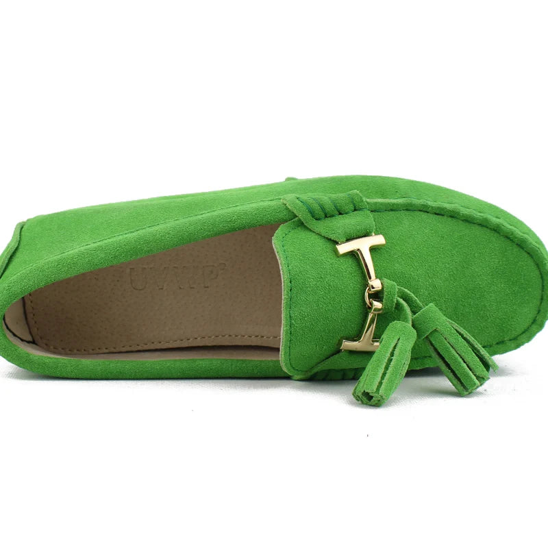 2024 100% Genuine Leather Moccasin Fashion Lady Driving Shoes