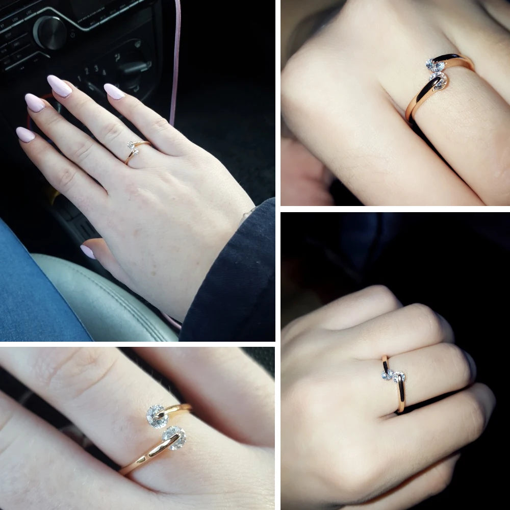 ZHOUYANG Engagement Wedding Ring For e Gold Color Fashion