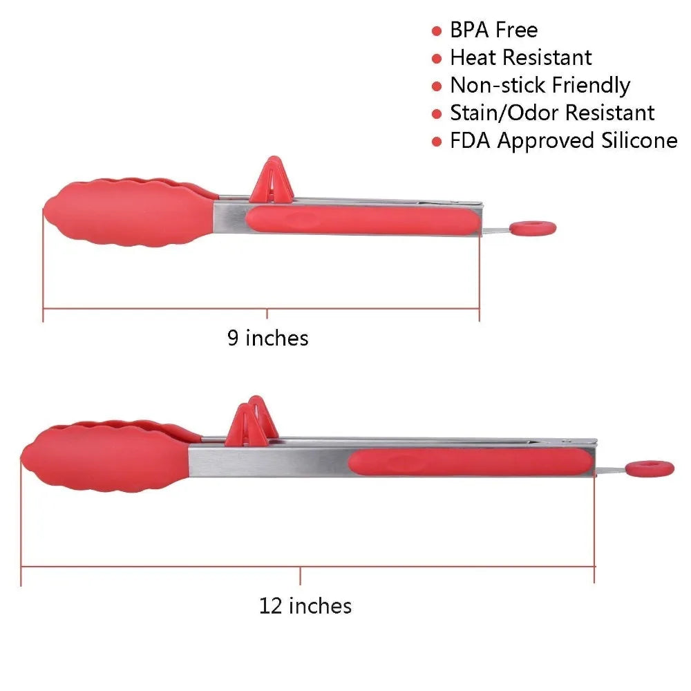 LMETJMA Kitchen Cooking Tongs Heat Resistant Stainless