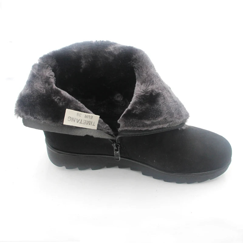 TIMETANG Women Boots 2019 Fashion Warm Snow Boots Ankle Winter Boots For Women Shoes Black Red Plus Size 41