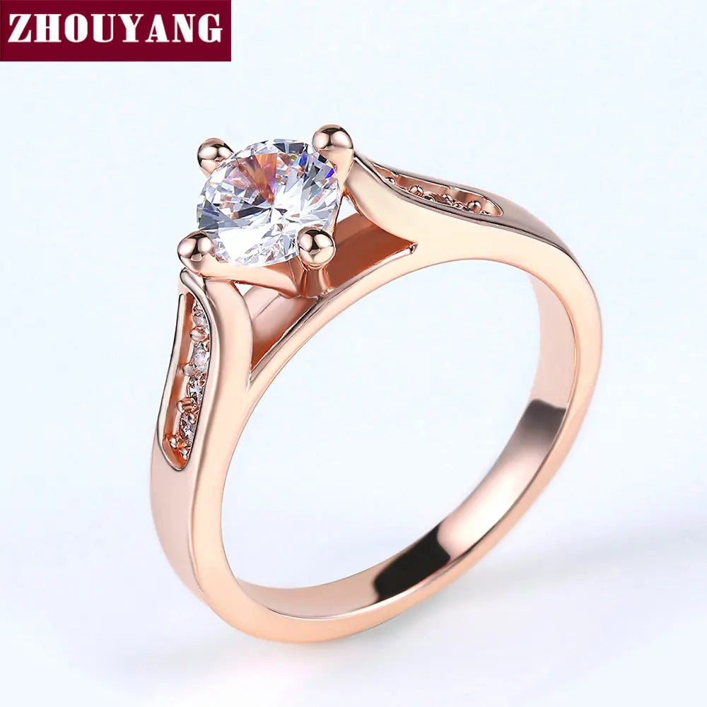 ZHOUYANG Engagement Weddlor Fashion Jewelry Lover's Ring R064 R065
