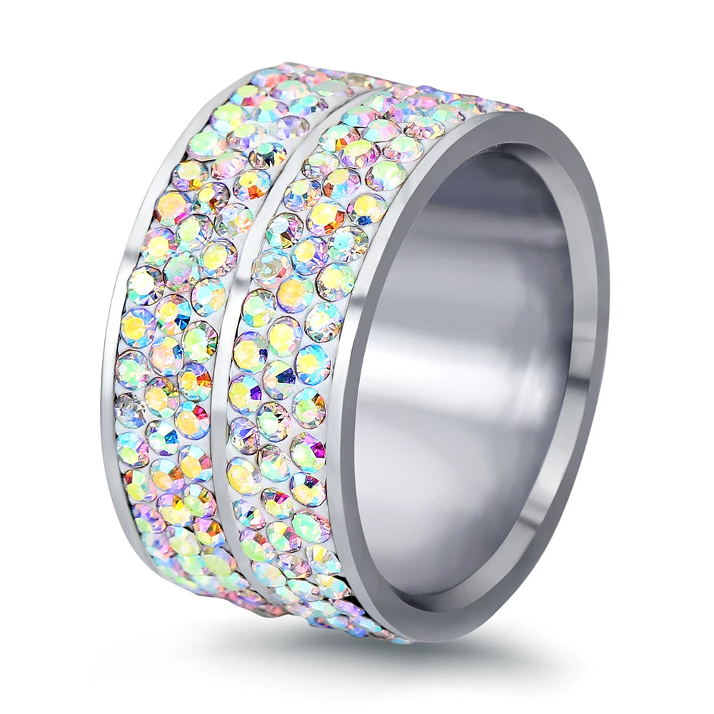 Wholesale 6 Row Crystal Steel Accessories Rings Party Jewelry