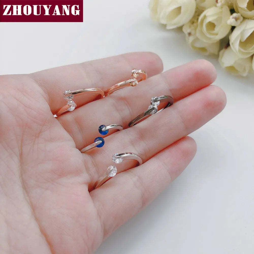 ZHOUYANG Engagement Wedding Ring For e Gold Color Fashion