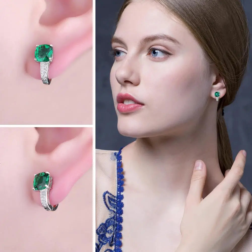 JewelryPalace Simulated Green Emerald Crrings for Women