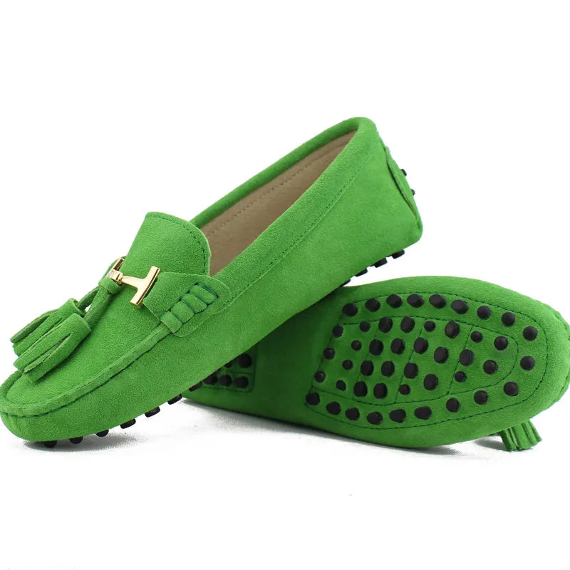 2024 100% Genuine Leather Moccasin Fashion Lady Driving Shoes