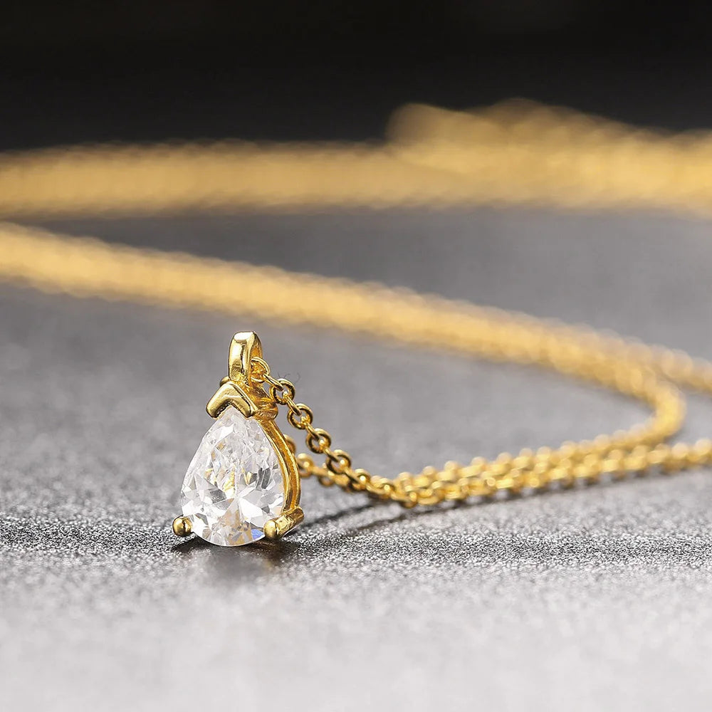 Waterdrop Crystal Pendant Choker Chain on Neck Accessories Jewelry