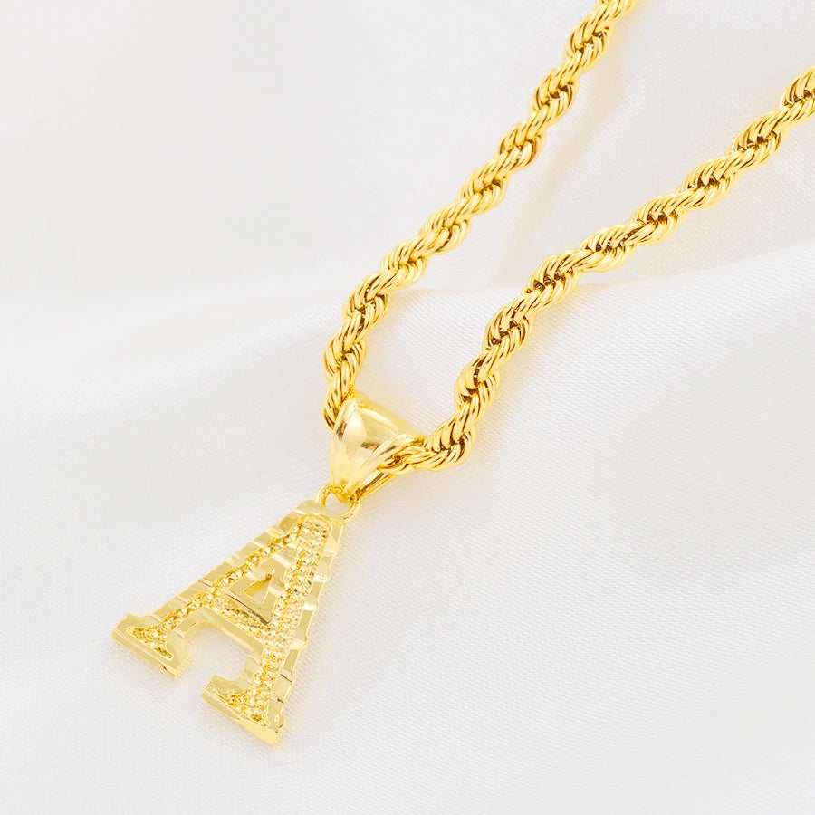 Anniyo A-Z Letters Necklaces Women Men Gold