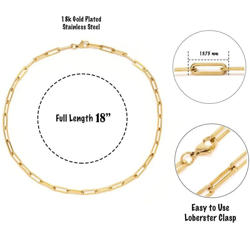 2021 Hot Fashion Paperclip Link Chain Women Necklace Stainless