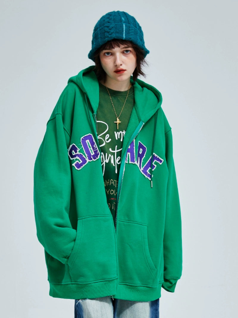 a Square Root Casual Thin Fleece Hoodie Embroidery