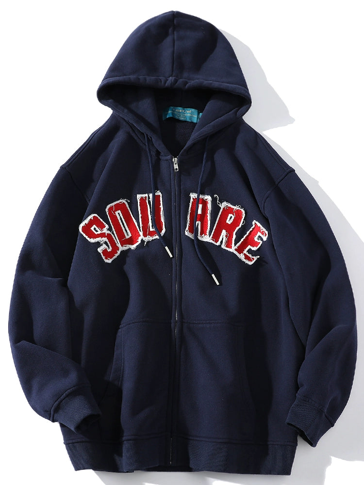 a Square Root Casual Thin Fleece Hoodie Embroidery