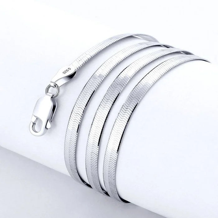925 Sterling Silver fine 4MM Blade Chain