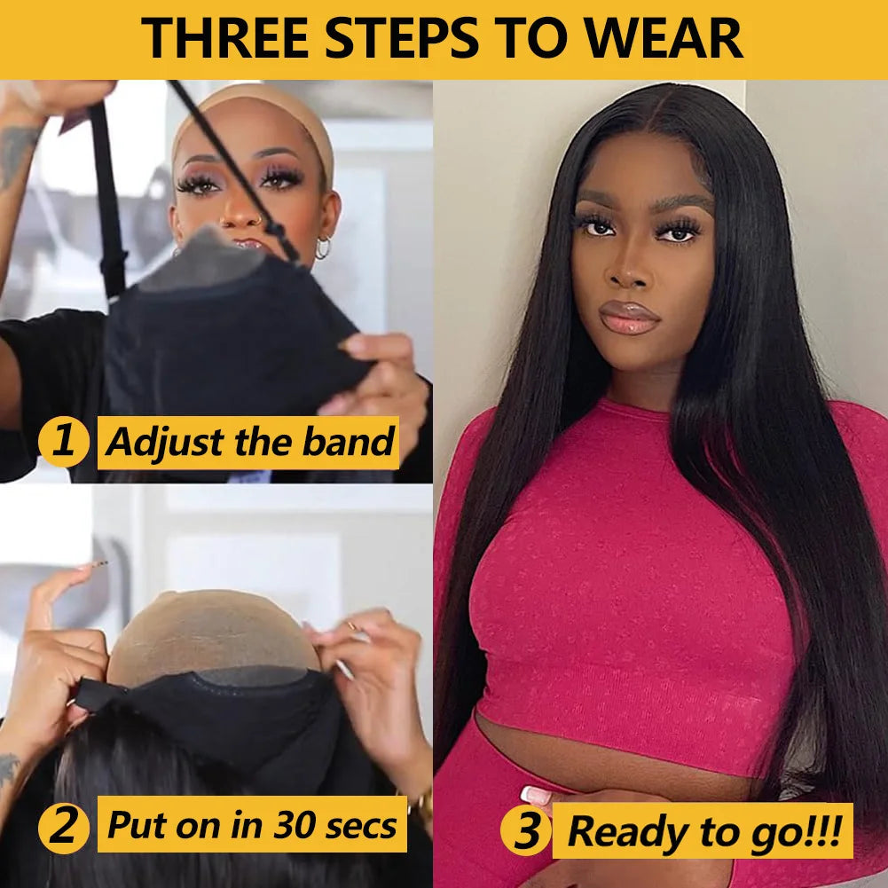 Glueless Wig Human Hair Ready to Wear Plucked Pre Cut 5X5 Lace Closure Wig