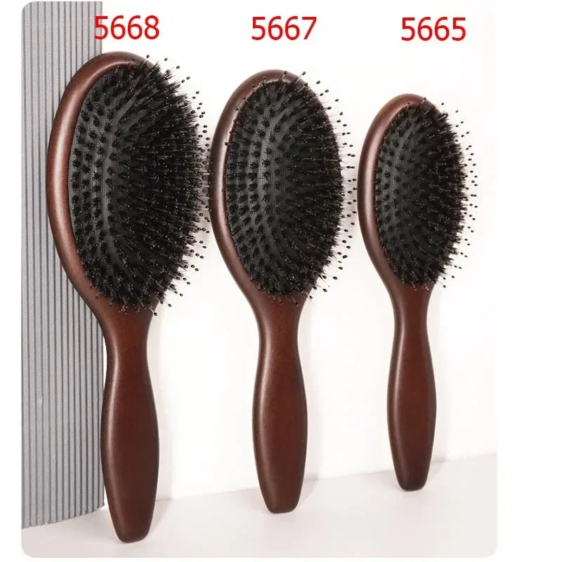 Boar Bristle Brush Wood ber Beauty Care Paddle Scalp Massage Brush
