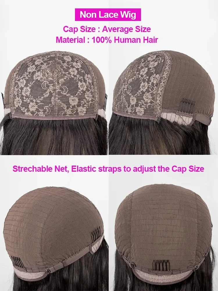 Silky Straight Human Hair Wigs With Bang Full Wigs