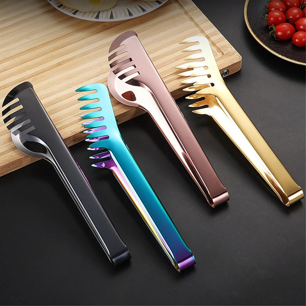 Stainless Steel Gold Kitchen BBQ Tongs Multiple Styles Cake Clip Food Steak Clamp Kitchenware Accessories Home Cooking Utensils