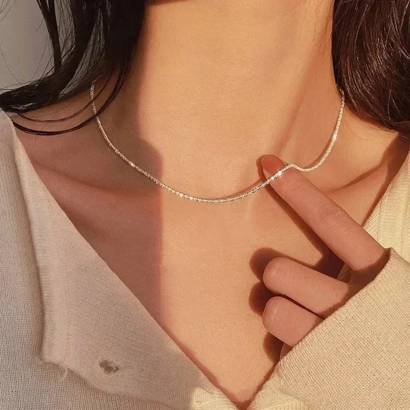 Sparkling Silver Color Clavicle Chain Choker Neck Wedding Party