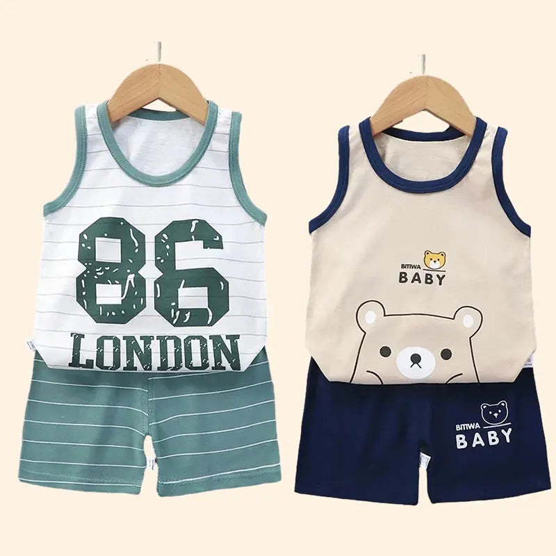 Children Sets Kids Clothes Boys Girls Vest Suit Summer Children's