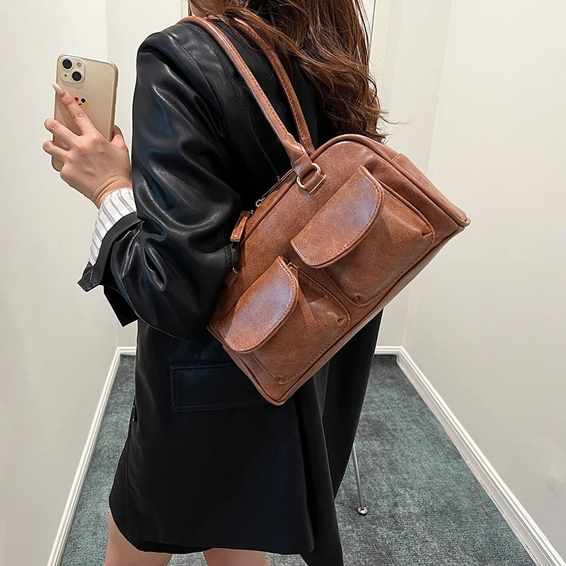 LEFTSIDE Small Double Pockets Shouldr Underarm Bag Female Handbag