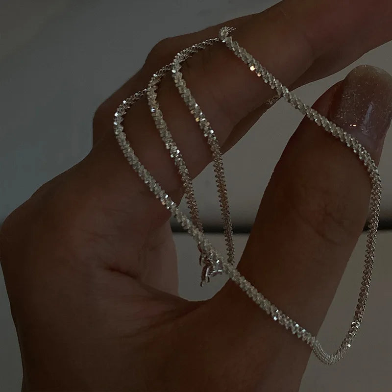 2022 Popular Silver Colour Sparkling Clavicle Chain