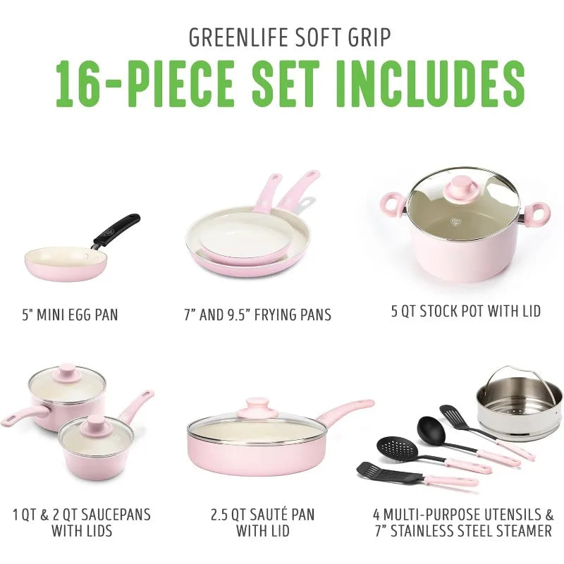 GreenLife Soft Grip Healthy Ceramic Nonsauce Saute Pans Set