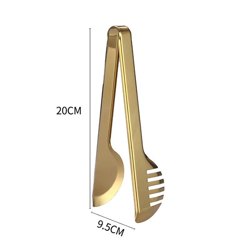 Stainless Steel Gold Kitchen BBQ Tongs Multiple Styles Cake Clip Food Steak Clamp Kitchenware Accessories Home Cooking Utensils