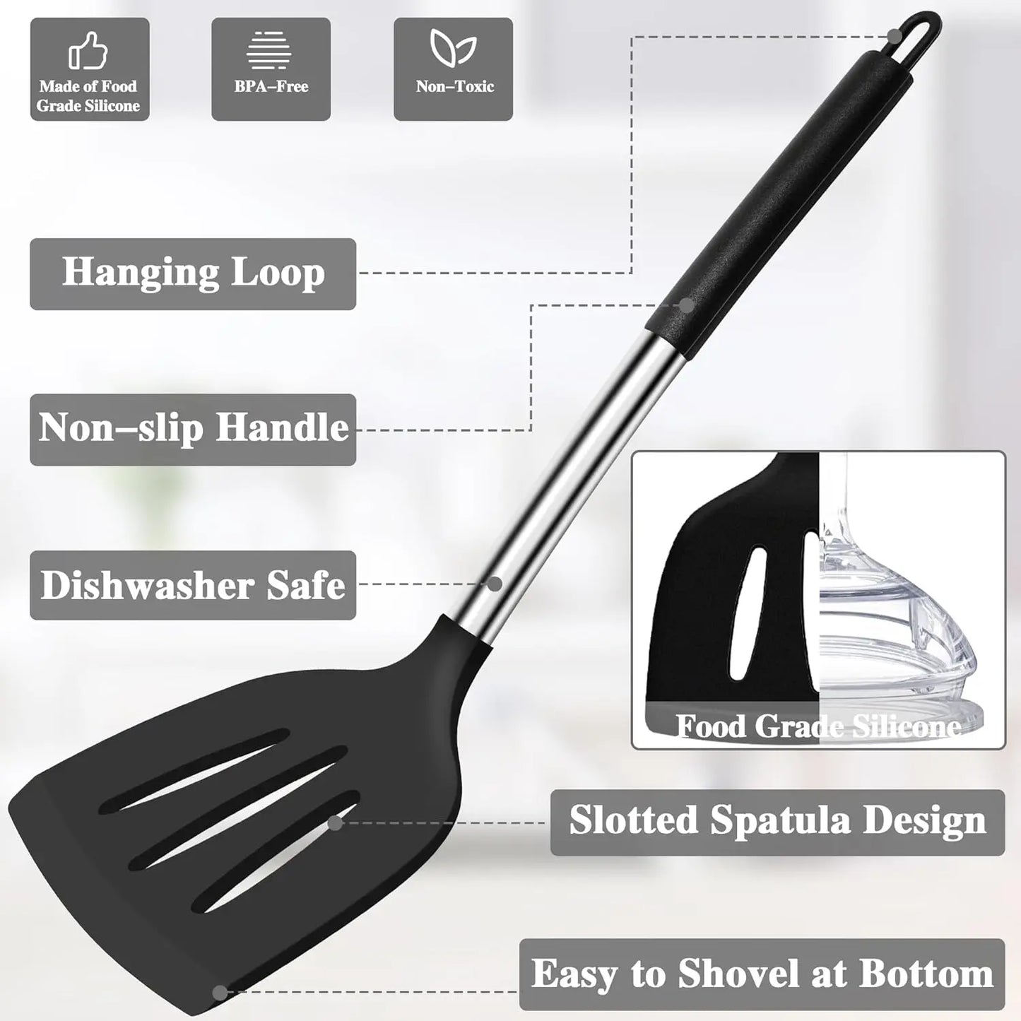 Cooking Utensil Set, Silicone Kitchen Utensils Set with Utensils Holdersils
