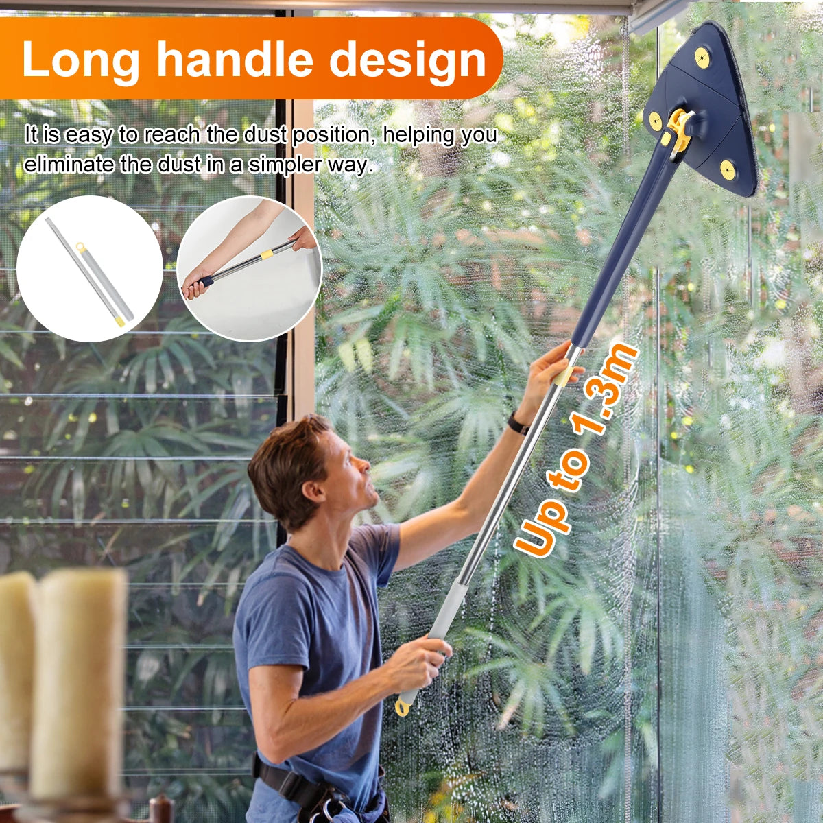 Cleaning Mop 360° Rotatable Water queezing Wall Cleaning Mop