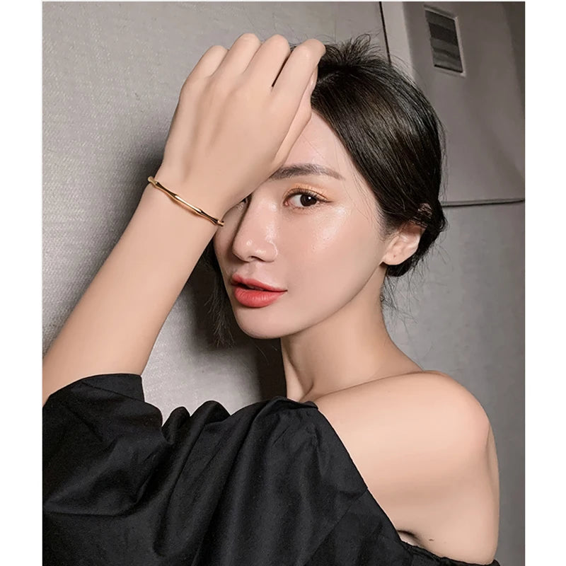 Stainless Steel Gold Color Bamboo Joint Bangles 2023