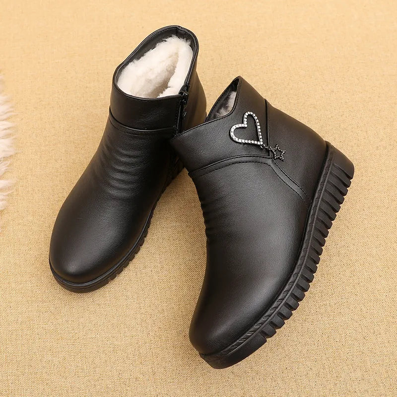 Fashion Winter Women Genuine Leather