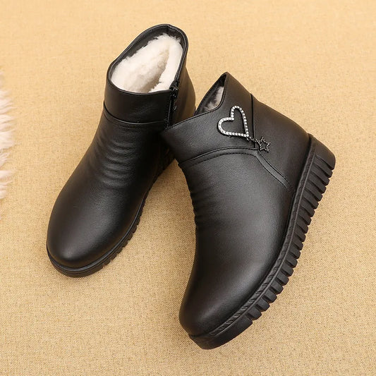 Fashion Winter Women Genuine Leather