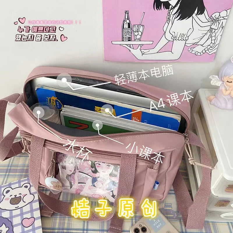 Japanese High School Girls Crossbody Bags Nylon Book Bag