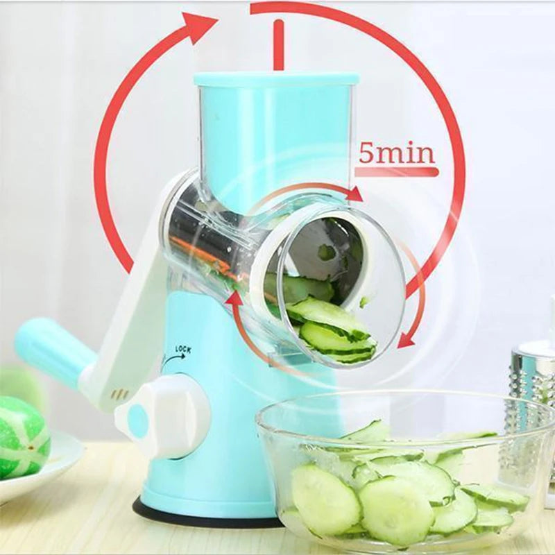 3-in-1 Manual Rotation Vegetable Fruit Slicer Round Cutter Potaeto