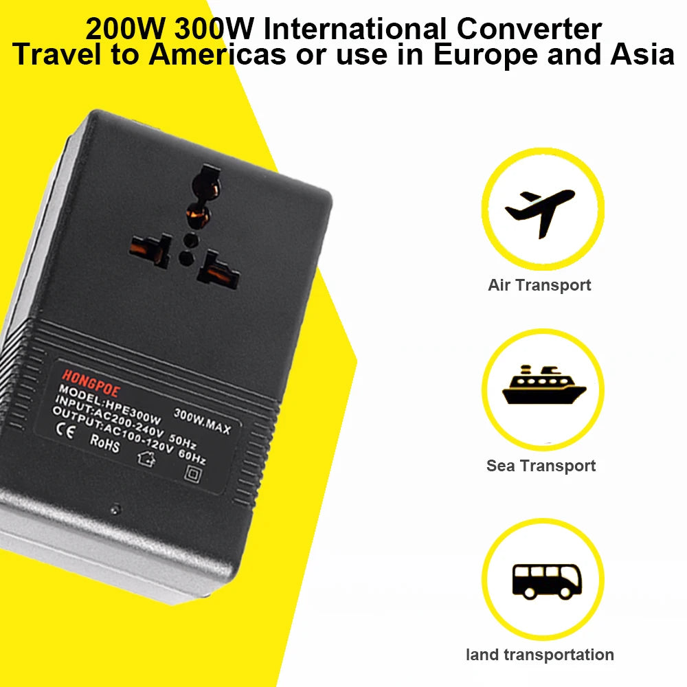 200W 300W Voltage Converter Transformer 220V To 110 Plug Inverter