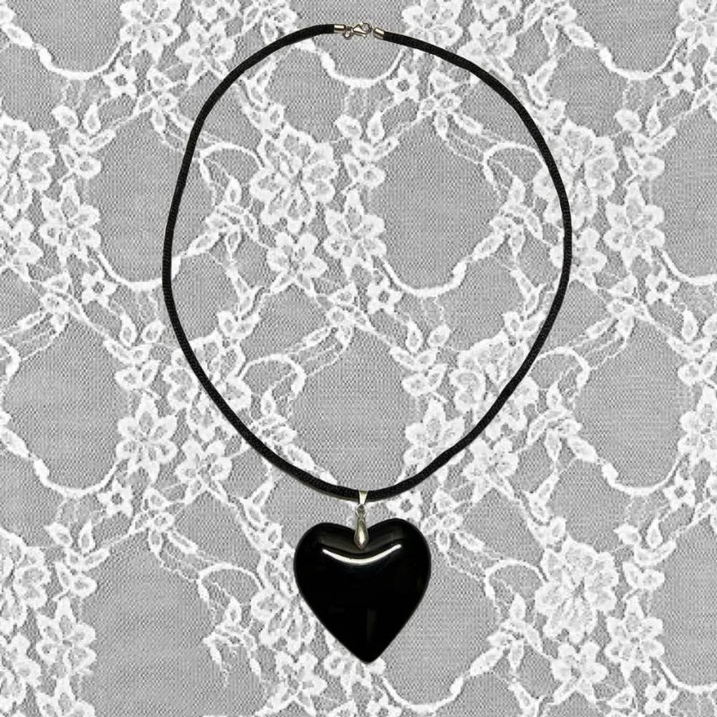 Y2k Love Heart Necklace Rope Chain Girls Rave Gift Gothic Jewelry
