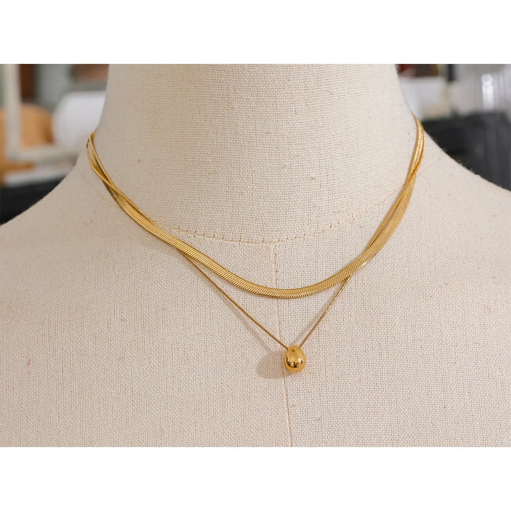 Yhpup Snake Chain Double Layer Statement 18k Gold Color Jewelry