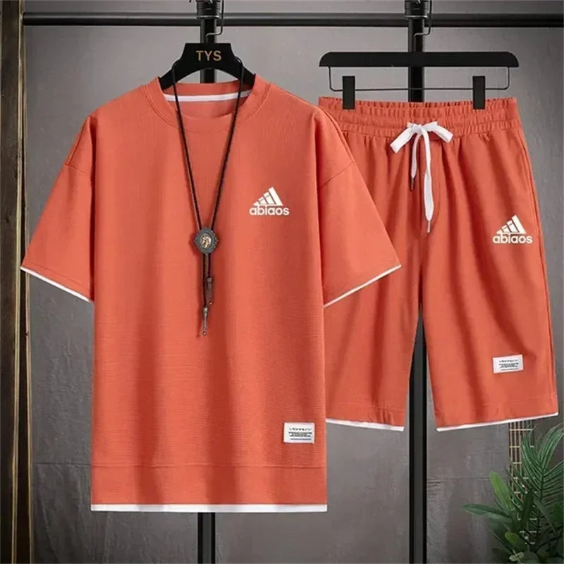2024 Summer Men's Waffle High quality Shorts Sportswear 2 piece set