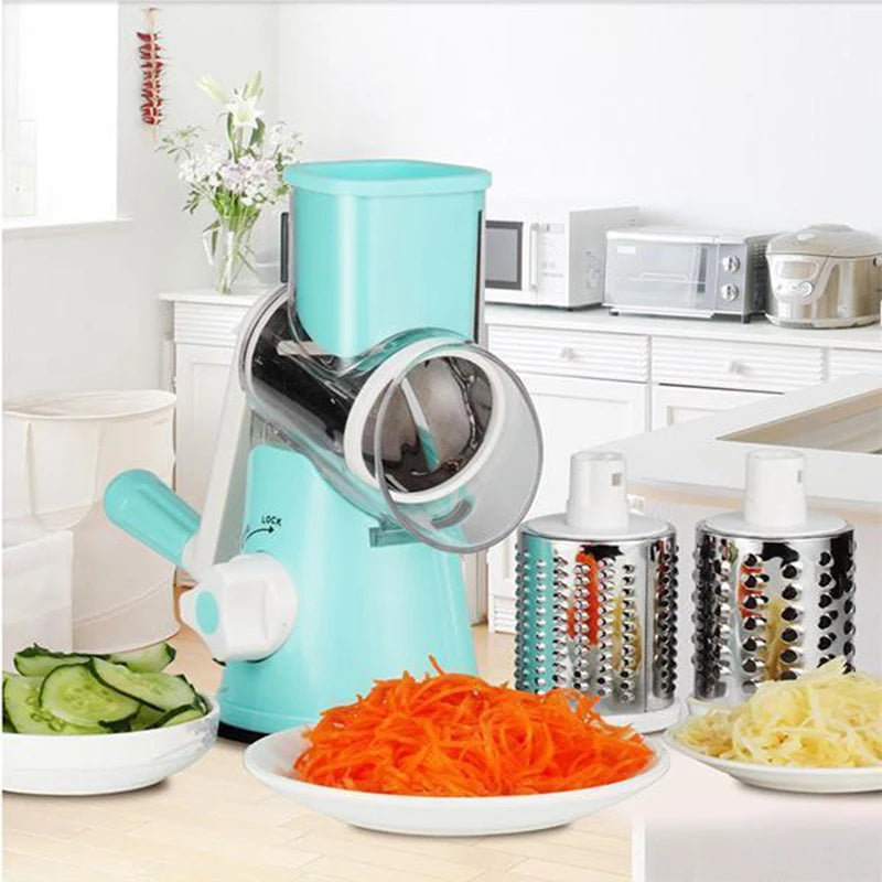 3-in-1 Manual Rotation Vegetable Fruit Slicer Round Cutter Potaeto