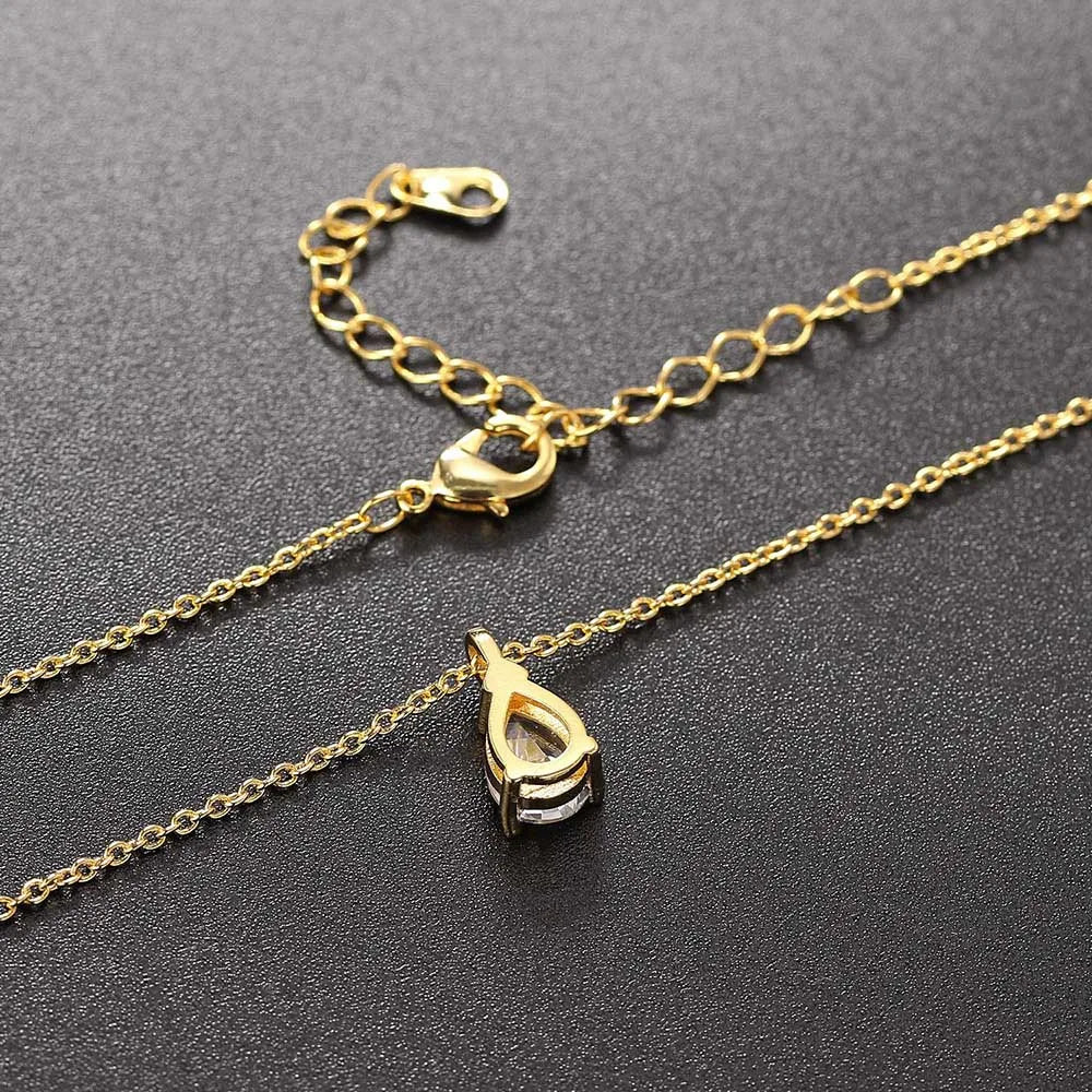 Waterdrop Crystal Pendant Choker Chain on Neck Accessories Jewelry