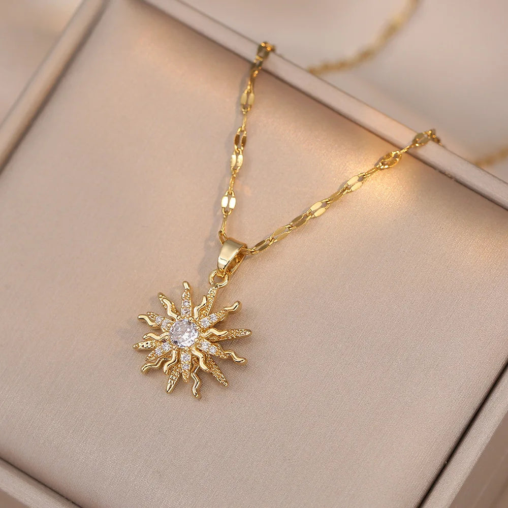 Rotating Flower Pendant Stainless Steel