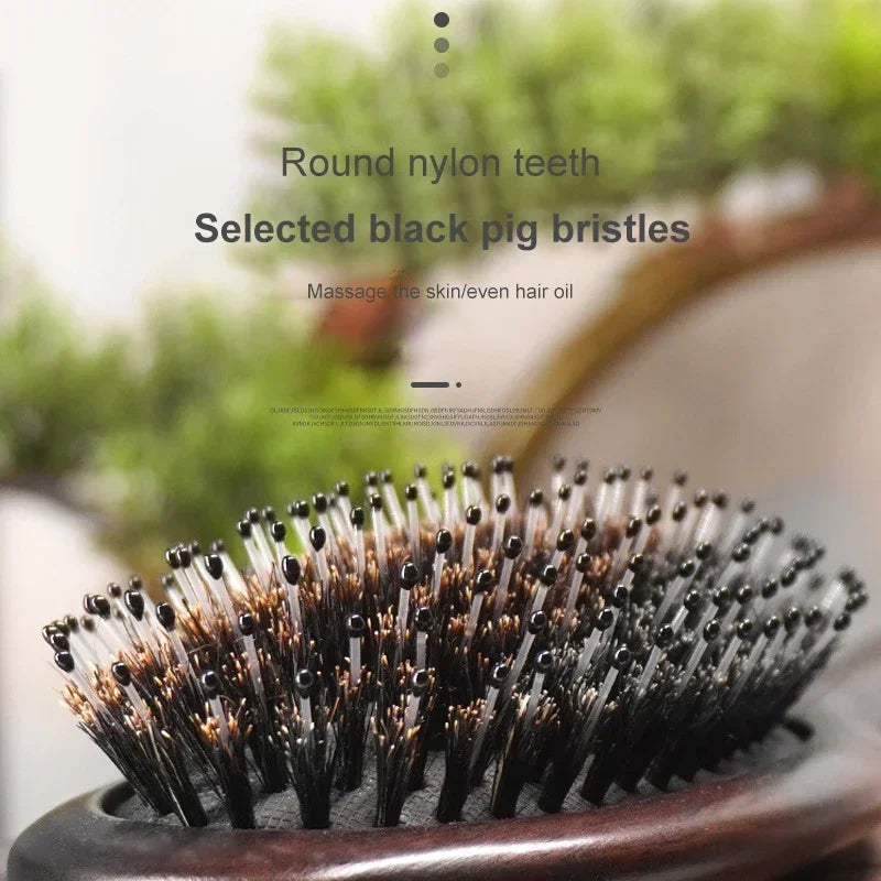 Boar Bristle Brush Wood ber Beauty Care Paddle Scalp Massage Brush